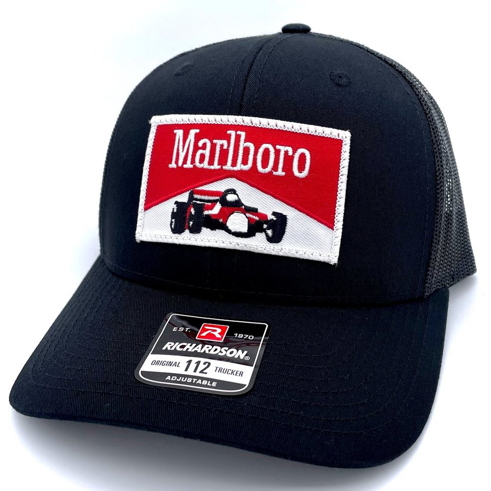Marlboro F1 Formula 1 Racing Vintage Patch Hat - All Black Richardson 112